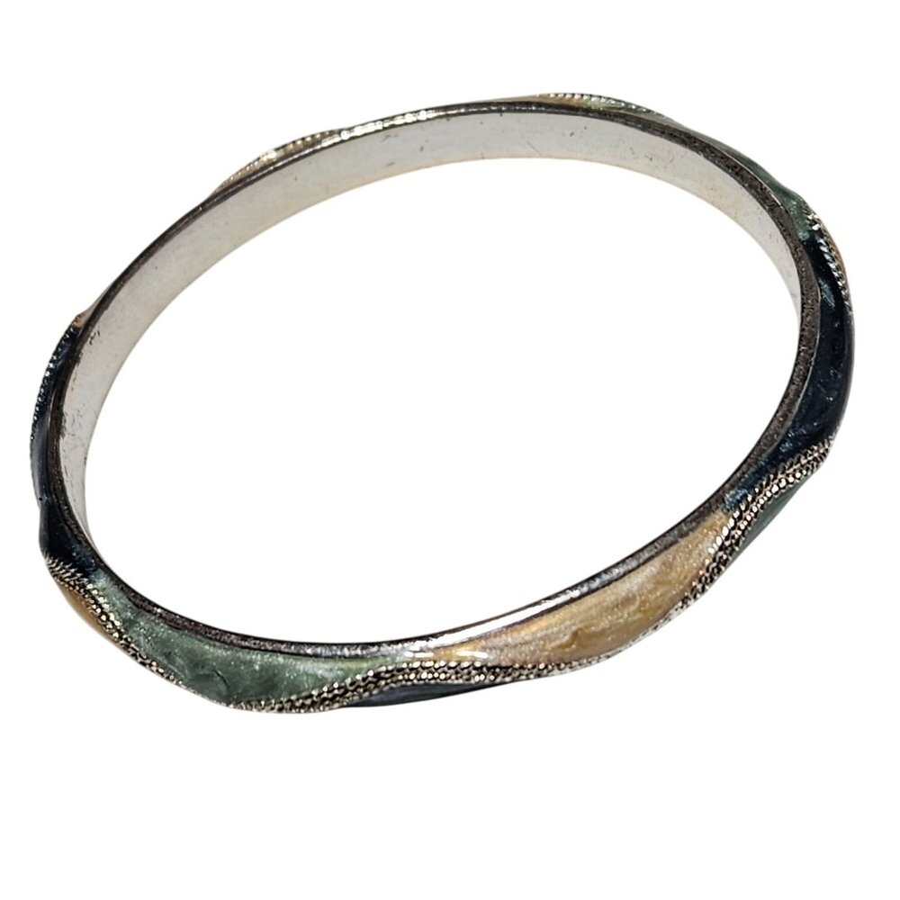 Elegant Vintage Silver Gold Tone Twisted Textured Bangle Bracelet Jewelry Women